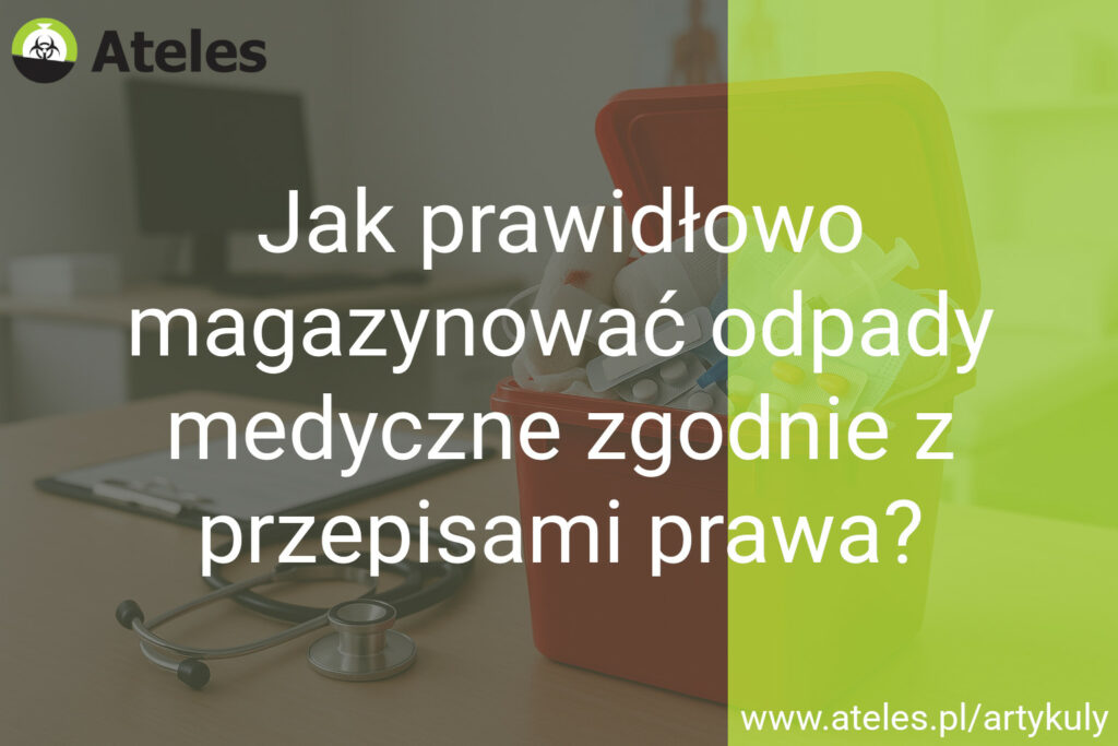 Czerwony pojemnik na odpady medyczne, stetoskop i dokumenty na biurku — miniaturka do frazy "magazynowanie odpadów medycznych"